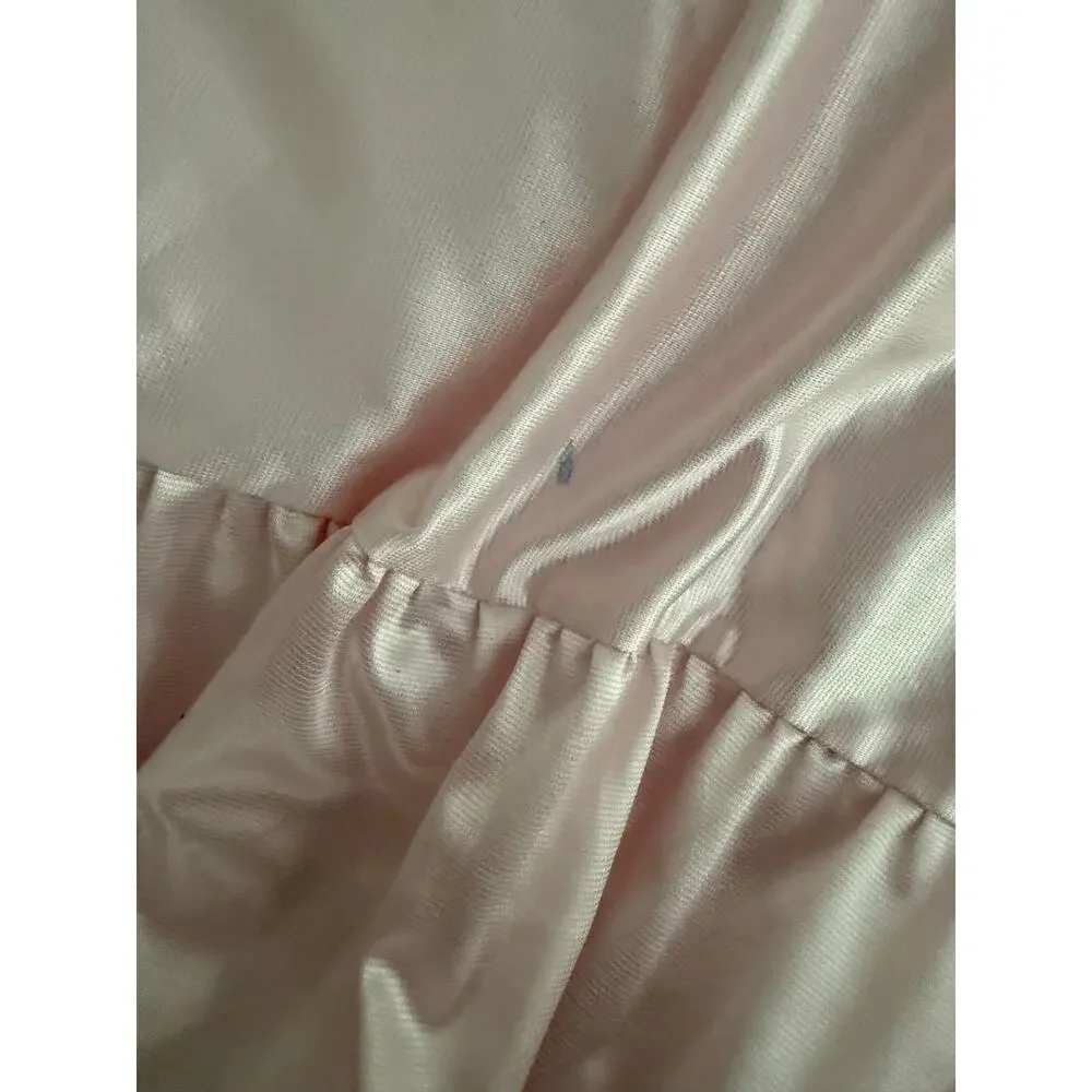 Vintage Allison Ann Girls Size 4 Pink Satin Nightgown Lace Ruffle Made USA